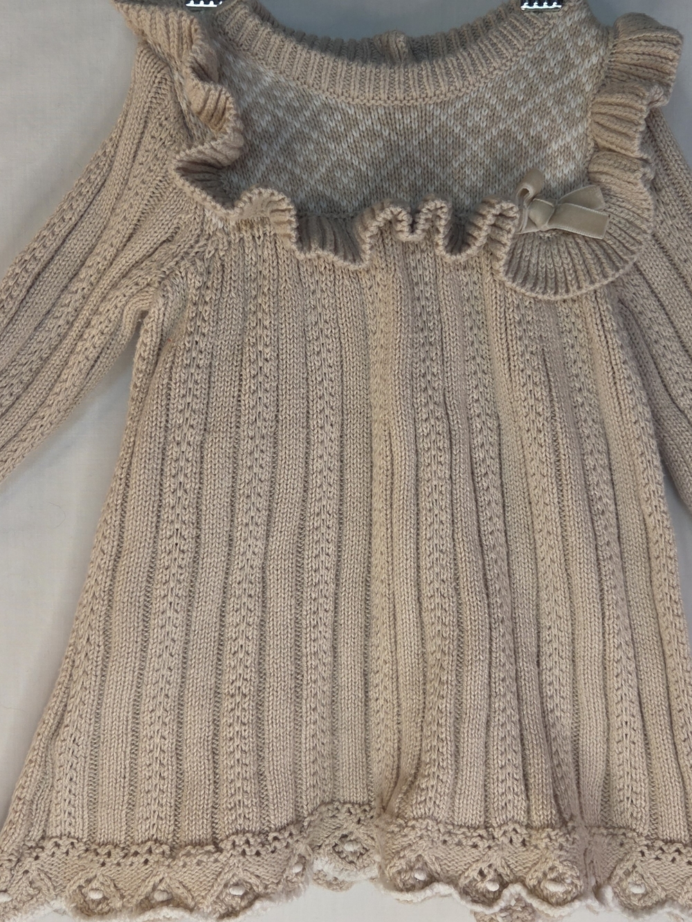 cupcakes & cashmere Kids Ruffle-Trim Knit Dress in Beige